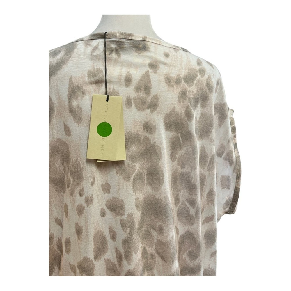 STELLA MCCARTNEY Taupe & cream Cheetah Print Tunic Top with Boat Neckline NWT M - Picture 4 of 13